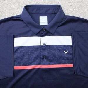 Callaway Polo Shirt Mens Large Blue Opti-Dri Golf 100% Polyester Short Sleeve